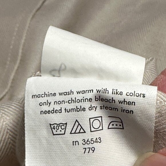 Chaps Men's Beige Long Sleeve Button-Up Shirt Size L 16-16.5 34/35 100% Cotton - Picture 8 of 13